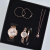 Rose Kolye Küpe Bileklik Saat Seti 3676