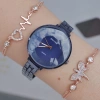 Lacivert Metal Kordon Kadın Saat Kombini 2191
