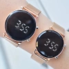 Rosegold Hasır Kordon Dijital Çift Saat Kombini 3564