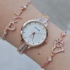 Rosegold Metal Kordon Kadın Saat Kombini 2198