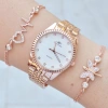 Rosegold Metal Kordon Kadın Saat Kombini 9519