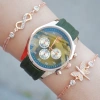 Yeşil Silikon Kordon Kadın Saat Kombini 2507