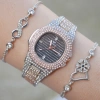 Silver Rose Metal Kordon Taşlı Kadın Saat Kombini 2731
