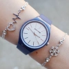 Koyu Mavi Silikon Kordon Kadın Saat Kombini 2762