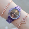 Mor Metal Kordon Kadın Saat Kombini 2830
