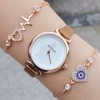 Rosegold Mıknatıslı Hasır Kordon Kadın Saat Kombini 3252