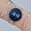 Rosegold Metal Kordon Dijital Kadın Saat Kombini 3262