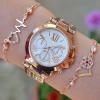 Rose Gold Metal Kordon Bayan Saat Kombini 9818