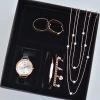 Rosegold Kolye Küpe Bileklik Saat Seti 3681