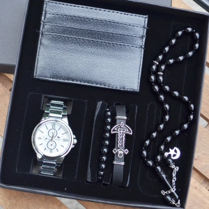 Cüzdanlı Tespihli Erkek Saat Seti 3538