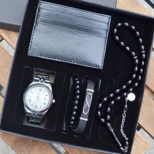 Cüzdanlı Tespihli Erkek Saat Seti 3540