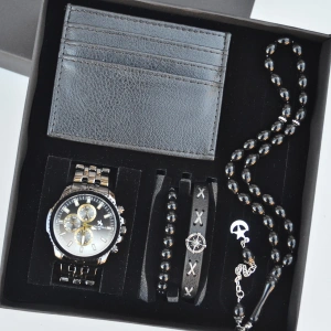 Cüzdanlı Tespihli Erkek Saat Seti 3693