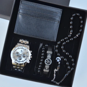 Cüzdanlı Tespihli Erkek Saat Seti 3704