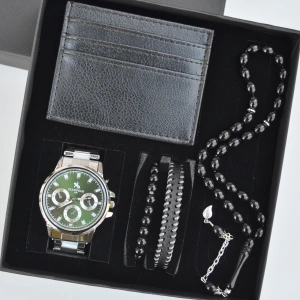 Cüzdanlı Tespihli Erkek Saat Seti 3714