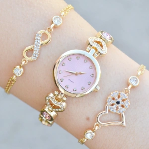 Gold Metal Kordon Kadın Saat Kombini 3754