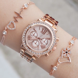 Rose Metal Kordon Kadın Saat Kombini 3436