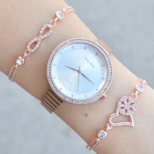 Rosegold Metal Kordon Kadın Saat Kombini 1509