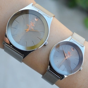 Silver Hasır Kordon Çift Saat Kombini 2363