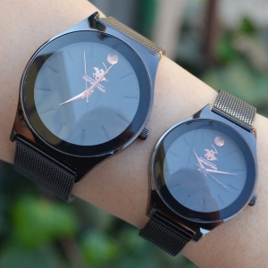 Siyah Hasır Kordon Çift Saat Kombini 2392