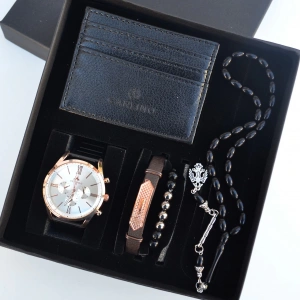 Cüzdanlı Tespihli Erkek Saat Seti 2618