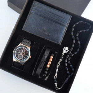 Cüzdanlı Tespihli Erkek Saat Seti 2619