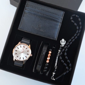 Cüzdanlı Tespihli Erkek Saat Seti 2626