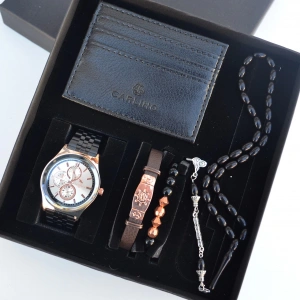 Cüzdanlı Tespihli Erkek Saat Seti 2639