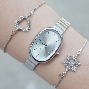 Silver Metal Kordon Kadın Saat Kombini 3010
