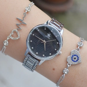 Silver Metal Kordon Kadın Saat Kombini 2193