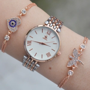 Silver Rose Metal Kordon Kadın Saat Kombini 2194