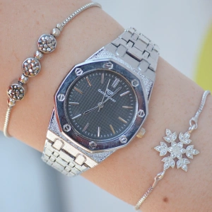 Silver Metal Kordon Kadın Saat Kombini 1527