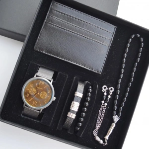 Cüzdanlı Tespihli Erkek Saat Seti 1672