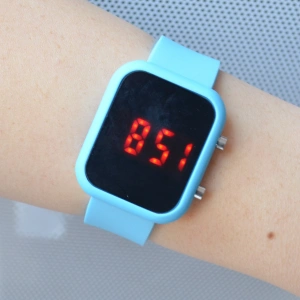 Açık Mavi Silikon Kordon Dijital Kadın Saati 1788