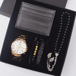 Cüzdanlı Tespihli Erkek Saat Seti 1880