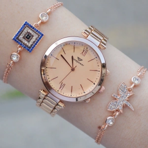 Rosegold Metal Kordon Kadın Saat Kombini 1963