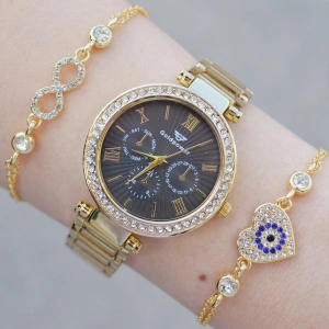 Gold Metal Kordon Kadın Saat Kombini 2003