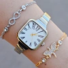 Silver Gold Metal Kordon Kadın Saat Kombini 1030