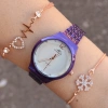 Mor Metal Kordon Kadın Saat Kombini 1091
