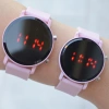Açık Pembe Silikon Kordon Dijital Çift Saat Kombini 1809
