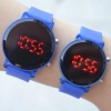 Koyu Mavi Silikon Kordon Dijital Çift Saat Kombini 1813