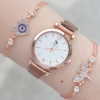 Rosegold Hasır Mıknatıslı Kordon Kadın Saat Kombini 2057