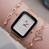 Rosegold Hasır Kordon Kadın Saat Kombini 8806