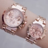 Rosegold Metal Kordon Çift Saat Kombini 8908