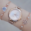 Rosegold Hasır Kordon Kadın Saat Kombini 9023