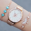 Rosegold Hasır Mıknatıslı Kordon Kadın Saat Kombini 9744