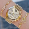 Gold Metal Kordon Kadın Saat Kombini 9814