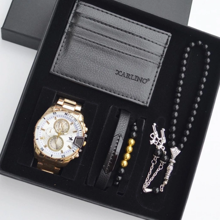 Cüzdanlı Tespihli Erkek Saat Seti 1648