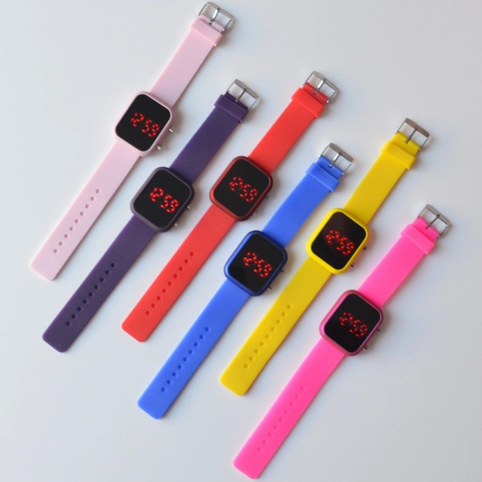 Açık Mavi Silikon Kordon Dijital Kadın Saati 1788