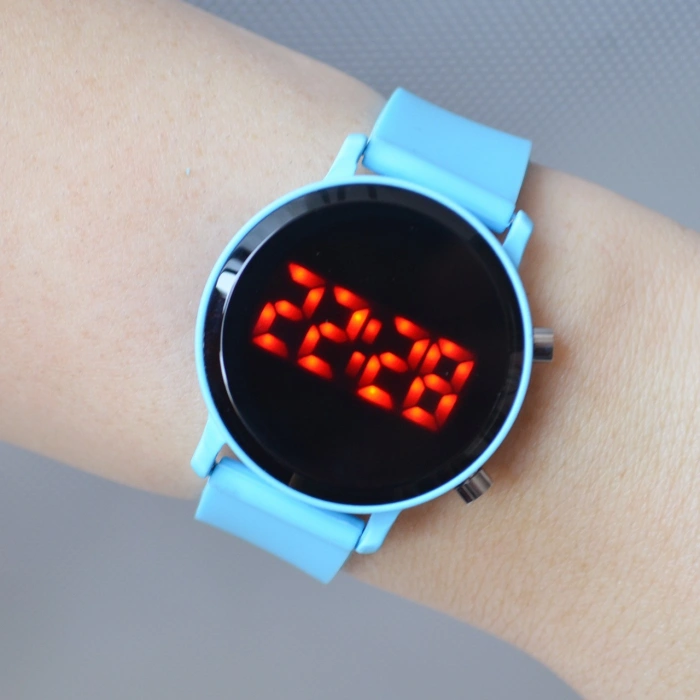 Açık Mavi Silikon Kordon Dijital Kadın Saati 1830