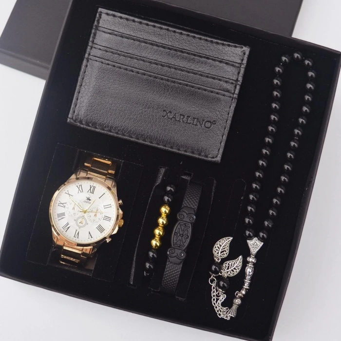 Cüzdanlı Tespihli Erkek Saat Seti 1880